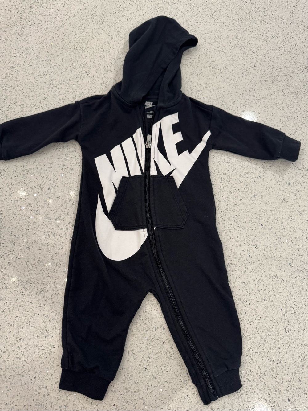 Nike Black and White Logo Hooded One-Piece for Kids